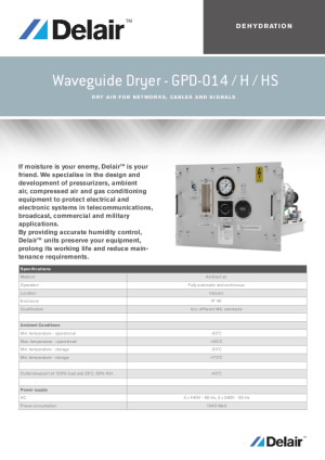 Wave Guide Dryer - GPD-014 Series
